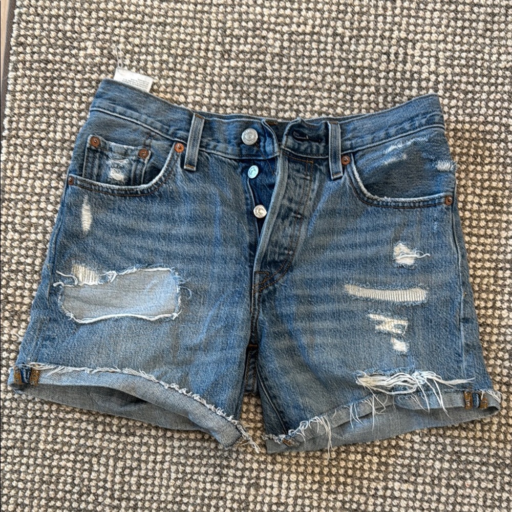 Levis 501 Distressed Denim Shorts